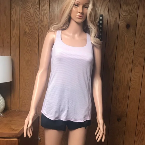 Lululemon Wild Tank Top lavender coral-Pink & White Floral Stripe - Size 6 - Picture 4 of 12